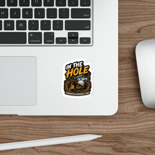 In The Hole Sticker – Lineman Humor Decal for Hard Hats & Trucks